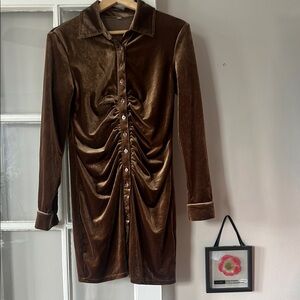 Chic Brown Long Sleeve Dress